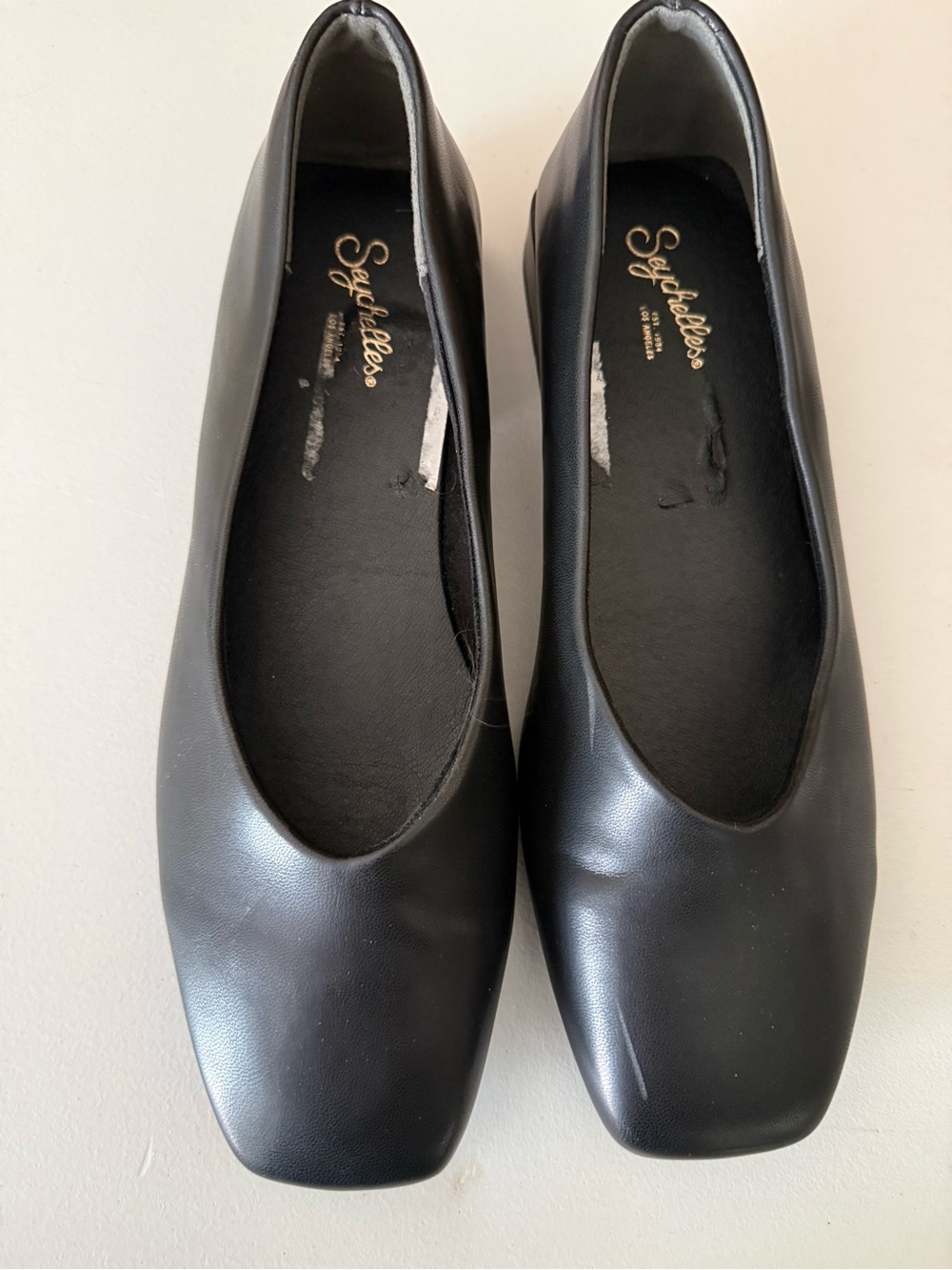 Seychelles Black Square-Toe Slip-On Flats